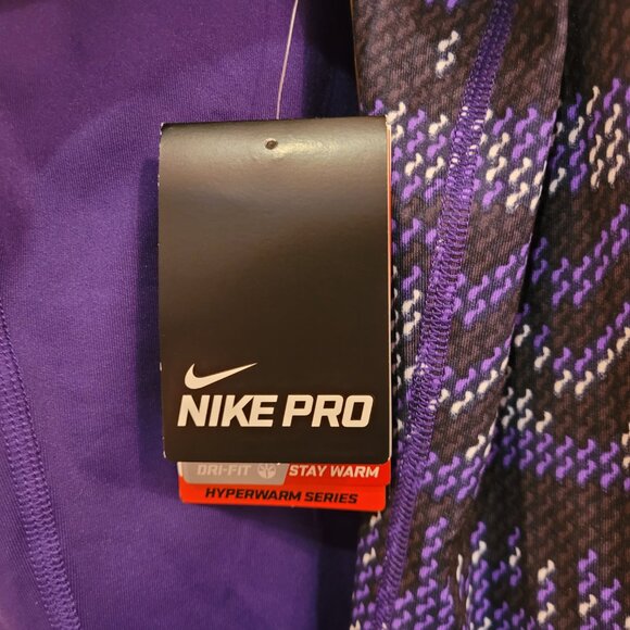 Nike Pro Dri Fit Hyperwarm Women's Purple and Black Turtleneck NWT XL - Picture 5 of 13